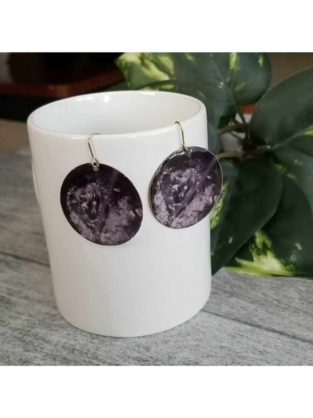 ZAD black & white marbled circle drop earrings